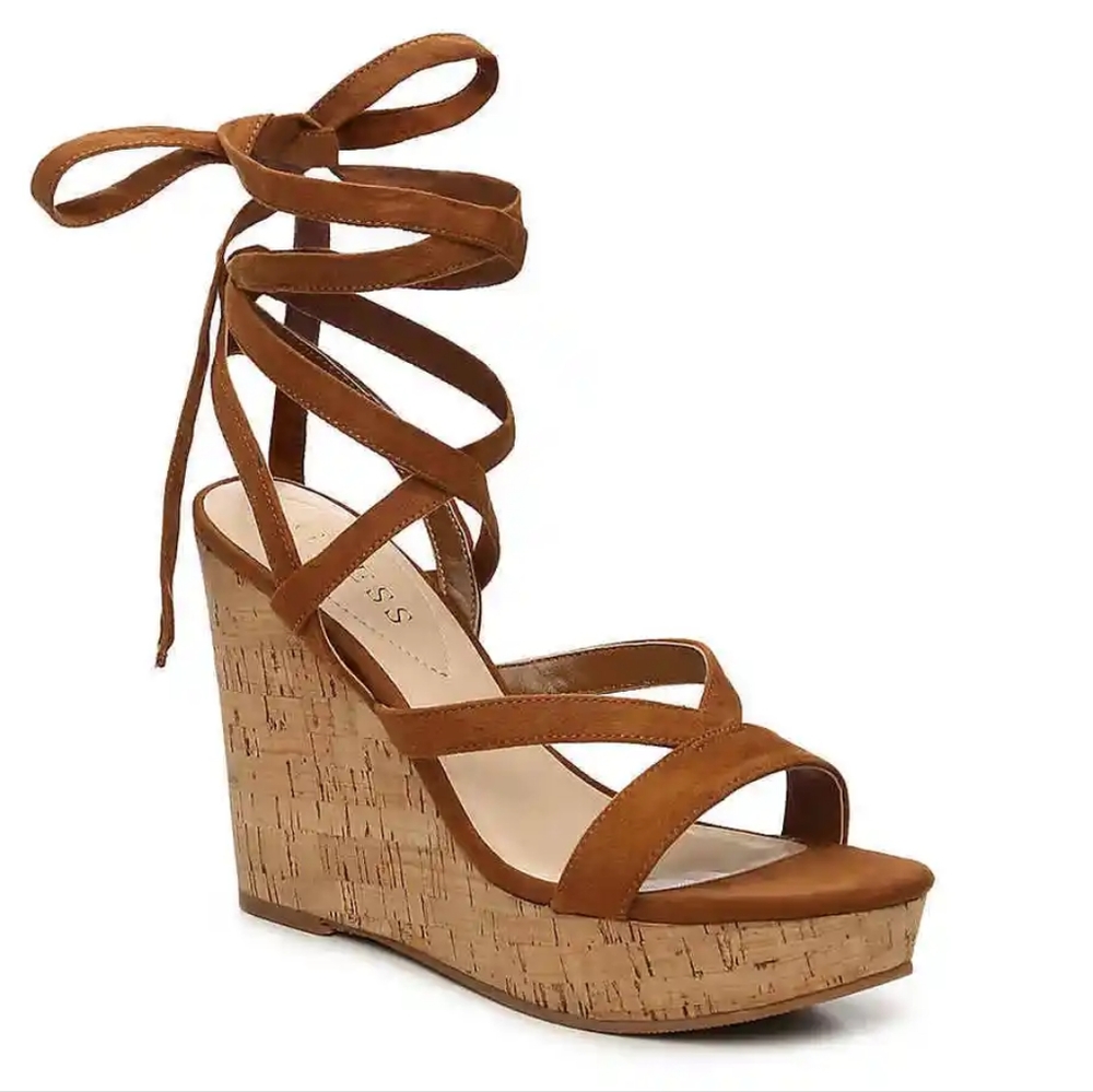 Guess | Treacy | Lace Up Cork Wedge Sandal